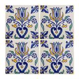 Casablanca Market Mediterranean 4" x 4" Ceramic Tulip Decorative Tile in Blue Ceramic in Blue/Green/White | 4 H x 4 W in | Wayfair MT025