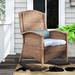 Loon Peak® Salters Outdoor Rocking Wicker/Rattan Chair w/ Cushions in Orange/Brown | 40 H x 35.4 W x 25 D in | Wayfair LOON2782 27549969