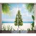 Latitude Run® Cutlip Tree w/ Tinsel & Ornaments Tropic Island Sandy Beach Party Graphic Print & Text Semi-Sheer Rod Pocket Sliding Panel | Wayfair