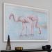 Marmont Hill 'Fishing Flamingos' Framed Painting Print Paper in Blue/Gray/Pink | 16 H x 24 W x 1.5 D in | Wayfair MH-JULFRM-137-NWFP-24