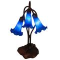 Meyda Lighting Pond Lily 16" Table Lamp Glass/Metal in Blue/Brown | 16 H x 11 W x 11 D in | Wayfair 13746