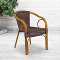 Flash Furniture Lila Rattan Restaurant Patio Chair w/ Bamboo-Aluminum Frame Metal in Brown | 30.25 H x 22 W x 25.5 D in | Wayfair