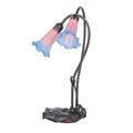 Meyda Lighting 16" Mahogany Bronze Table Lamp Glass/Metal in Pink/Blue | 16 H x 9 W x 7 D in | Wayfair 14064