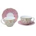 Grace's Tea Ware Scallop 9 Oz. Coffee Cup & Saucer Porcelain/Ceramic in Pink/White/Yellow | Wayfair G1960680