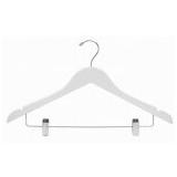 Only Hangers Inc. Wooden Suit Hanger w/ Clips for Skirt/Pants Wood/Metal in Brown/White | 10 H x 17 W in | Wayfair WHT104-100