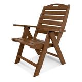 POLYWOOD® Nautical Folding Highback Outdoor Chair Plastic/Resin in Brown | 38.5 H x 25.5 W x 25.75 D in | Wayfair NCH38TE