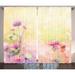 Wildon Home® Brynt Watercolor Flower Graphic Print & Text Semi-Sheer Rod Pocket Curtain Panels Polyester in Brown | 96 H in | Wayfair