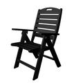 POLYWOOD® Nautical Folding Highback Outdoor Chair Plastic/Resin in Black | 38.5 H x 25.5 W x 25.75 D in | Wayfair NCH38BL