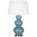 Robert Abbey Triple Gourd 32.75" Table Lamp Ceramic/Fabric in Gray/Blue | 32.75 H x 20 W x 20 D in | Wayfair OB42X