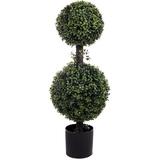 Charlton Home® Artificial Double Ball Floor Boxwood Topiary in Pot Liner Liner Plastic | 34 H x 12 W x 12 D in | Wayfair