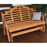 Rosecliff Heights Coury Outdoor Glider Bench in Brown | 41 H x 52 W x 27 D in | Wayfair 3AE0B99F562649D4B6C10AA071D674E9