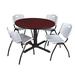 Symple Stuff Cain Round X-Base Breakroom Table & 4 M Stack Chairs Metal in Brown/Red | 29 H x 48 W x 48 D in | Wayfair