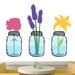 Sweetums Wall Decals Mason Jar Flowers Printed Wall Decal Vinyl in Blue/Indigo/Yellow | 48 H x 60 W in | Wayfair 2534-60x48