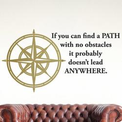 The Decal Guru Compass Quote Wall Decal Vinyl in Black/Yellow | 20 H x 24 W in | Wayfair 1754-WALL-01-09
