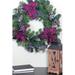 The Holiday Aisle® Purple Poinsettia & Silver Pine Cone Artificial Christmas Wreath - 24-Inch Unlit Traditional Faux in Green/Indigo | Wayfair