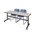 Symple Stuff Kobe Flip-Top Training Nesting Table, 2 Zeng Stack Chairs Wood/Steel in Blue | 29 H x 72 W x 24 D in | Wayfair