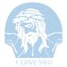 The Decal Guru Jesus Loves You Wall Decal Vinyl in Blue | 60 H x 55 W in | Wayfair 1722-WALL-02-20