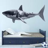 VWAQ Great Shark Realistic Peel & Stick Removable Wall Decal Vinyl in White | 16 H x 36 W in | Wayfair PAS3-MD