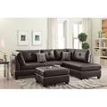 Brown Reclining Sectional - Winston Porter Milani 104" Wide Espresso Faux Right Hand Facing Sofa & Chaise w/ Ottoman Faux | Wayfair