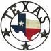 Millwood Pines Metal Texas Map Lone Star State Red, White & Blue Circle Sign Wall Mounted Outdoor Décor Metal in Black/Gray | 22 H x 22 W in | Wayfair