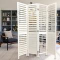 Rosecliff Heights West Brookfield 72" W x 84" H 4 - Panel Folding Room Divider Wood in Brown/White | 84 H x 72 W x 1 D in | Wayfair