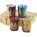 Le Prise™ 4 Piece Mercury Glass Tabletop Set Votive Holder Set w/ Candle Included Mercury Glass in Blue/Yellow | 2.5 H x 2 W x 2 D in | Wayfair
