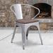 Breakwater Bay Kesterson Metal Chair w/ Wood Seat & Arms Wood/Plastic/Acrylic/Metal in Gray | 27.75 H x 21.5 W x 21.5 D in | Wayfair