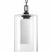 Breakwater Bay Joplin Black 1 -Bulb 15.375" H Outdoor Hanging Lantern Glass/Aluminium/Metal in Black/Gray | 15.375 H x 7.875 W x 7.875 D in | Wayfair