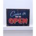 Winston Porter Open Wooden Sign Wall Décor in Blue | 12 H x 16 W in | Wayfair C3536C264F104A9CA71E2AEC004FA454