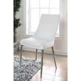 Orren Ellis Grandin Metal Side Chair in & Silver Faux Leather/Upholstered/Metal in White | 34.5 H x 19.25 W x 24.25 D in | Wayfair