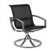 Woodard Metropolis Sling Swivel Patio Dining Chair Metal/Sling in Gray, Size 34.5 H x 25.25 W x 29.25 D in | Wayfair 320472-01B