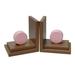 One World Circle Non-skid Bookends Wood in Pink/Brown | 7 H x 6.75 W x 5 D in | Wayfair BG00065990