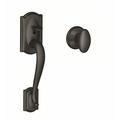 Schlage Camelot Lower Half Handleset w/ Siena Door Knob (Deadbolt Sold Separately) in Black | 16.4 H x 3.9 W x 7.9 D in | Wayfair FE285CAM622SIE