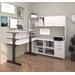 Pro-Linea L-Desk w/ Hutch including Electric Height Adjustable Table in White - Bestar 120858-17