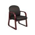 Boss Office Products B9570-BK Mahogany Frame Side Chair In Black Fabric