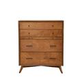 Flynn Mid Century Modern 4 Drawer Multifunction Chest w/ Pull Out Workstation Tray in Acorn Finish - Alpine Furniture 966-05