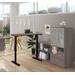 i3 Plus Height Adjustable L-Desk w/ Frosted Glass Door Hutch in Bark Gray - Bestar 160886-47