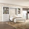 Bestar Pur Full Murphy Bed and 2 Shelving Units with Drawers (120W) in White - Bestar 26890-17