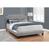 Bed / Queen Size / Platform / Bedroom / Frame / Upholstered / Linen Look / Wood Legs / Grey / Chrome / Transitional - Monarch Specialties I 5925Q