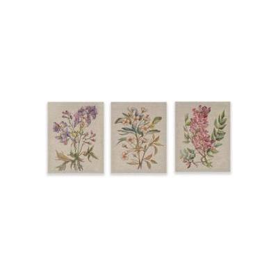 Madison Park Linen Botanicals Printed Linen Canvas Set of 3 in Multi - Olliix MP95C-0037