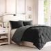 Madison Park Essentials Larkspur King Reversible Down Alternative 3M Scotchgard Comforter Mini Set in Black/Grey - Olliix BASI10-0203