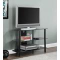 Tv Stand / 36 Inch / Console / Media Entertainment Center / Storage Shelves / Living Room / Bedroom / Tempered Glass / Metal / Black / Clear / Contemporary / Modern - Monarch Specialties I 2506