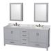 Wyndham WCS141480DGYCMUNOMED 80 inch Double Bathroom Vanity in Gray, White Carrera Marble Countertop, Undermount Oval Sinks, & Medicine Cabinets