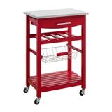 Clarke Red Kitchen Cart - Linon KI094RED01U