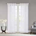 "Madison Park 50x95"" Twisted Tab Voile Sheer Window Pair in White - Olliix MP40-5469"