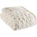 "Madison Park Ruched Fur 50x60"" Ruched Fur Throw in Ivory - Olliix MP50-3091"