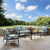 Kaplan 6Pc Outdoor Metal Conversation Set Mist/Oil Rubbed Bronze - Loveseat, Coffee Table, 2 Armchairs, & 2 Side Tables - Crosley KO60017BZ-MI