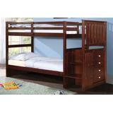 Mission Twin Over Twin Stairway Bunk Bed in Dark Cappuccino - Donco 820CP