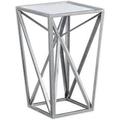 Madison Park Zee Silver Angular Mirror Accent Table in Silver/Mirror - Olliix MP120-0220