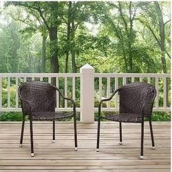 Palm Harbor 2Pc Outdoor Wicker Stackable Chair Set Brown - 2 Stackable Chairs - Crosley CO7137-BR